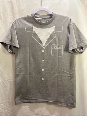 A24 Beau Graphic Print Crew Neck Short Sleeve Gray Knit Cotton TShirt Medium men